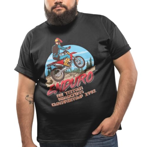 Jabro Plus Size Round Neck Cotton T-Shirt for Men & Teenage Boys with Enduro Motocross Motorcycle Bike Text Quote Graphic Print in Sizes 4XL(50in) 5XL(52in) 6XL(56in) 7XL(60in) Black