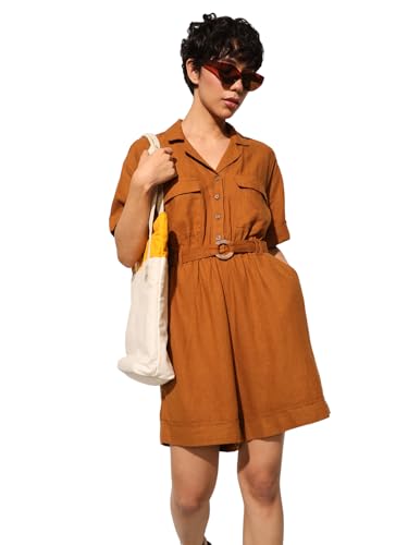 ONLY Women's Regular Fit Brown Playsuit