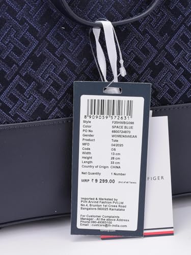 Tommy Hilfiger Logo Blue Polyester Tote Bag