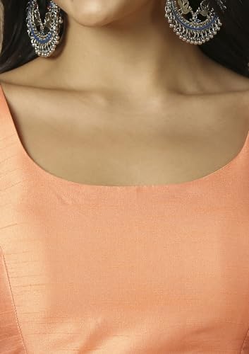 SALWAR STUDIO Women's Peach Saree Blouse-RI-0051-PECH-42