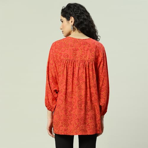 Rangriti Women's Regular Fit Blouse (RMMINDIETO18232SS23RED_Red