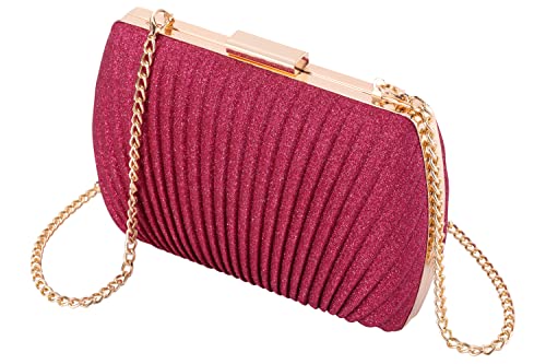 Mastyle® Mini Glitter Clutch Handbag For Women With Pleated And Chain Strap