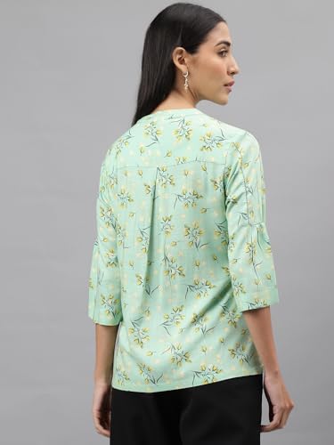 Latin Quarters Women Green Printed 3/4Th Sleeve Casual Tunic_XXL