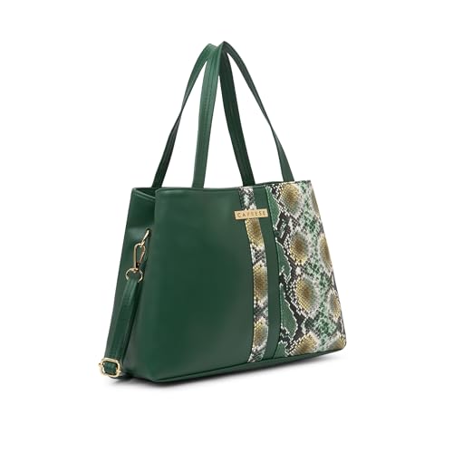 Caprese Molly Medium Satchel Bag for Women with Adjustable & Detachable Strap | Multiple Compartments | Versatile Shoulder, Crossbody & Handheld Bag for Work, Travel, and Everyday Use (Olive Green)