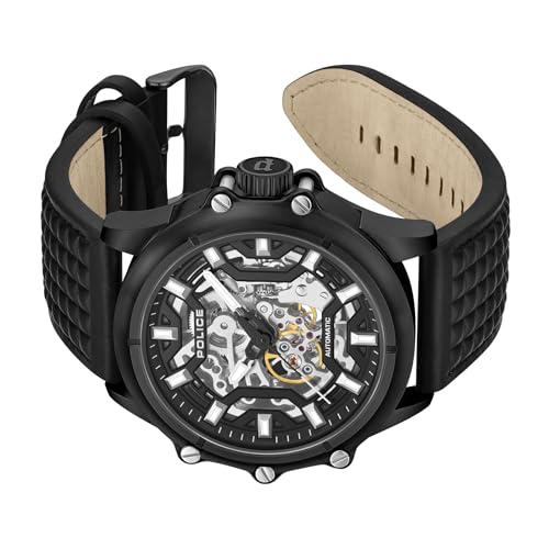 Police Men's Luang KL Rahul Edition Automatic Analog Watch Textured Leather Strap Analog Watch