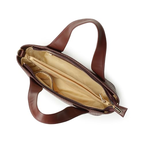 Mocha Plait Satchel | Faux-Leather Women's Handbag | Dual Carry with Braided Texture & Zipper Closure