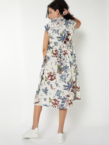 Max Kalki x Max Women Printed Midi Dress (Beige_M)