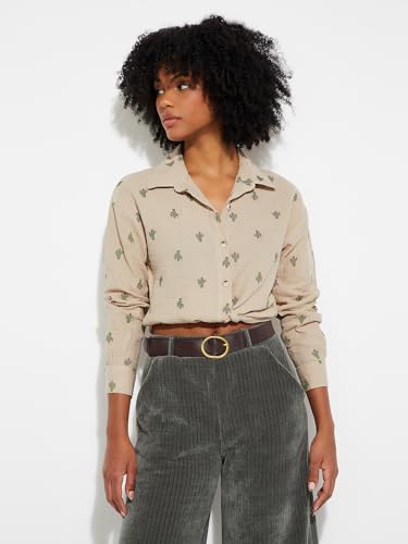 Max Alaya F x URB_N Women Embroidered Shirt (Beige_XL)