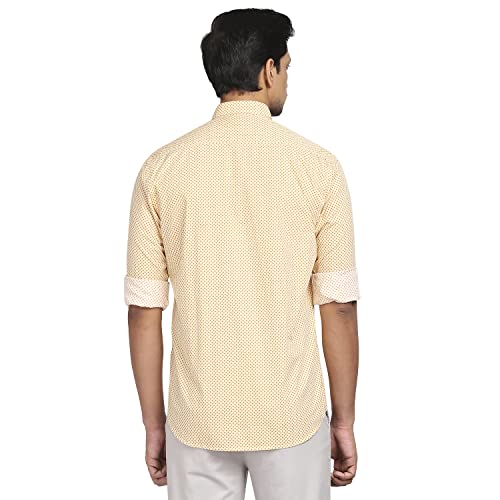 Color Plus Men's Full Sleeve Tailored Fit Medium Orange Casual Shirt