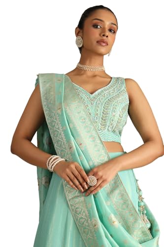 Soch Women's Viscose Blend Unstitched Ghagra Choli (OWS5CD21624_Blue_M)