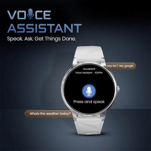 GameSir Active Rush Smart Watch for Men & Women, 1.27" Full Touch Display, Bluetooth Calling, Fitness Tracking, Message Notifications, Android & iOS Compaatible - (Silver)