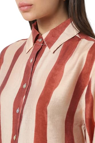 Van Heusen Women Beige Stripe Long Sleeves Casual Shirt
