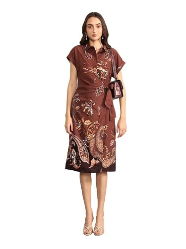 Kazo Women's Memento Midi Dress (Brown XL)