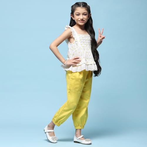 BIBA Girls Solid Tired Kid(KWSAMARKAND5735_White_9)