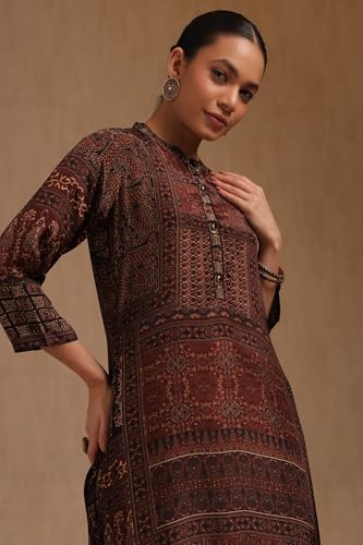 Soch Womens Brown Crepe Ethnic Motifs Co-Ord Set