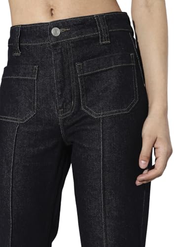 ONLY Women's Solid Flared Mid-Rise Blue Jeans