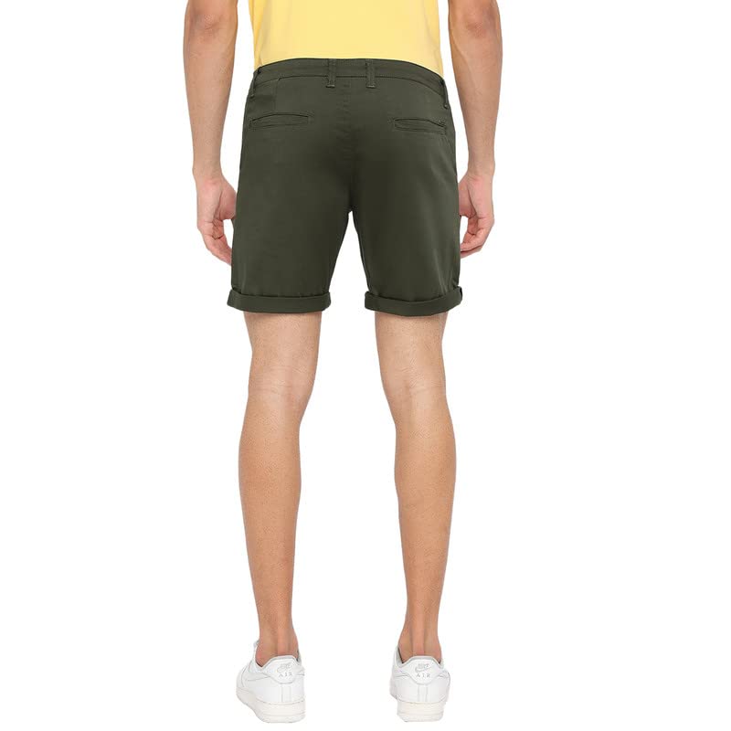 BEEVEE Mens Olive Fixed Waist Shorts.(Olive_42)