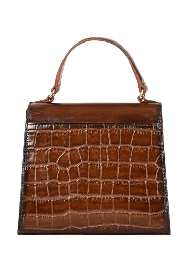 eske Noah Animal Print Genuine Leather Women Satchel (Tan Print)