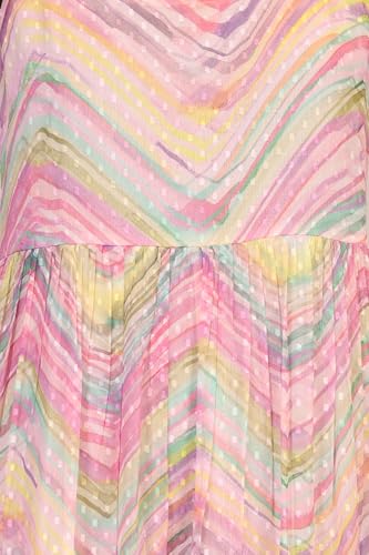 W for Woman Multicolor Chevron Chiffon Tiered Dress - (W12671-125354-XXL)