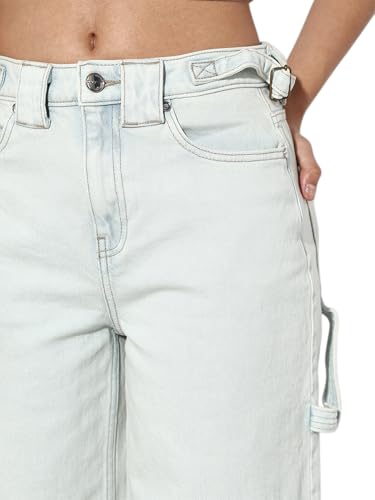 ONLY Women's Baggy Fit High Rise Blue Jeans