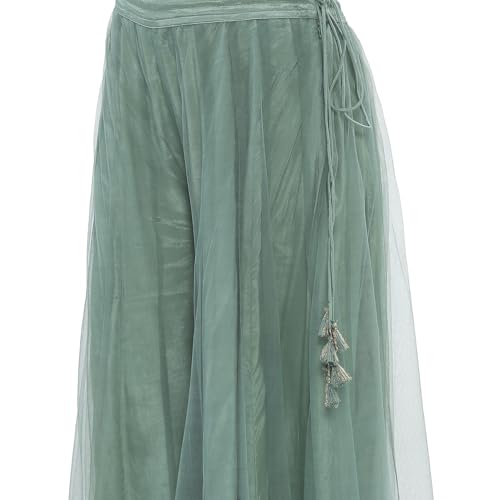 BIBA Women Green Net Embroidered Kalidar Suit Set_30