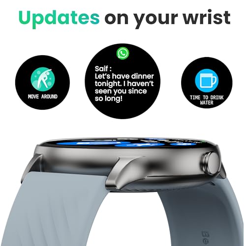 Boult GOBOULT (Formerly Newly Launched Dire Smartwatch 1.38'' 2.5D Curved HD Display, 500 Nits Brightness, IP67, 250+ Watchfaces, 120+ Sports Modes, AI Voice Assistant, SpO2 Monitoring (Denim Blue)