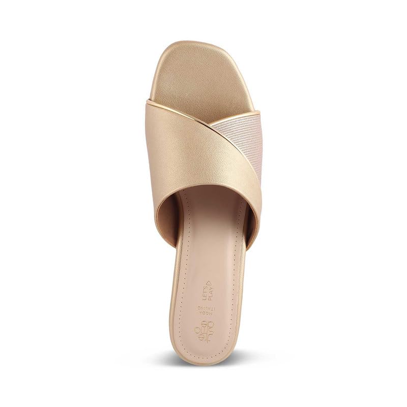 tresmode 240-MACKY GOLD WOMEN DRESS BLOCK HEELS SANDALS EU/36 UK/3