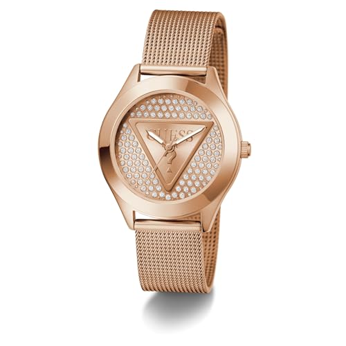 GUESS Glitz Plaque Rose Gold Round Dial Analog Women's Watch - GW0835L3