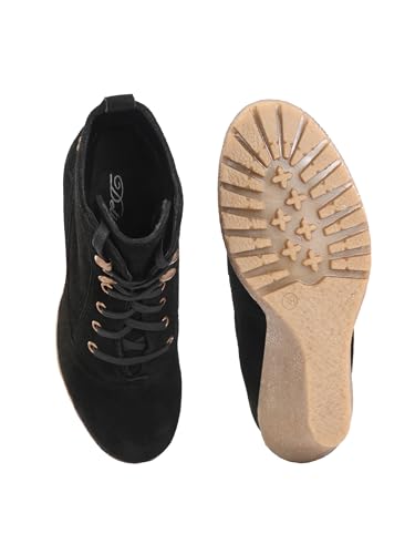 Delize Black Women wedge derby ankle boots TT-0059-41