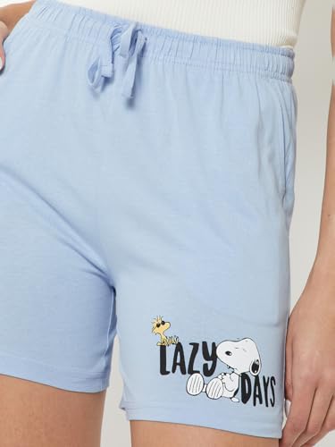 Max Women Snoopy Print Shorts (Blue_M)