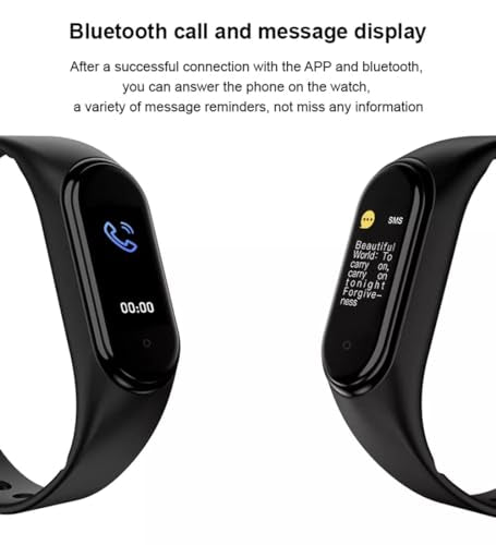 Drumstone (𝐒𝐩𝐞𝐜𝐢𝐚𝐥 𝟏𝟓 𝐘𝐞𝐚𝐫𝐬 𝐖𝐚𝐫𝐫𝐚𝐧𝐭𝐲 M4 Smart Fitness Band with Heart Rate, BP & SpO2 Monitor, Step & Calorie Counter, Sleep Tracker, Call & Message Alerts, OLED Display,