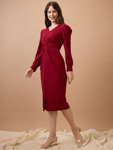 Globus Women Dress (GS575005_Maroon_XL)
