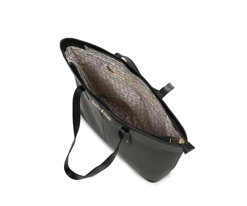 LOUIS STITCH Stylish Black Tote Bag for Women | Ladies Oversized Shopper Tote Handbag with Zipper for Travel, College | LDB-VF1005-TOTJB