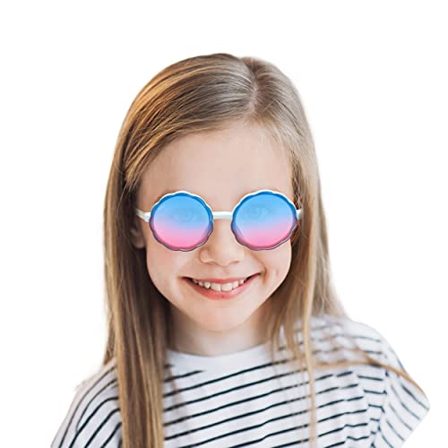SPIKY Round Sunglass For Unisex With Protective Case Classic UV Protected Stylish Plastic Sunglasses Goggle Eyewear For Kids Girls and Boys - (White Mix) - (Pack of 1)
