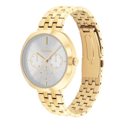 Calvin Klein Shape Qtz Multifunction Grey Round Dial Women's Watch|Stainless Steel Material|Multi Color Band - 25200336