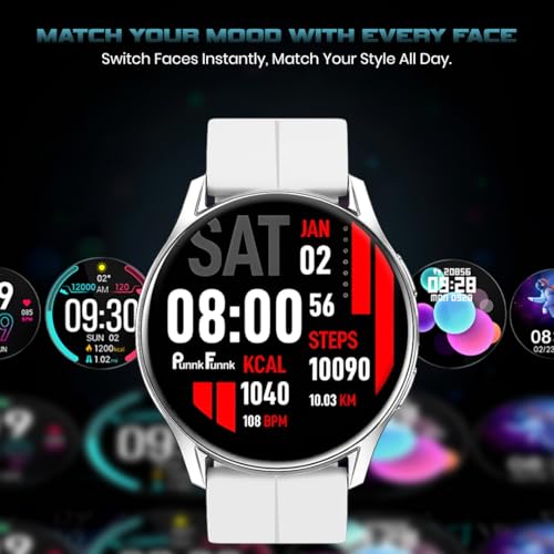 PunnkFunnk Evo Vista Smartwatch for Men & Women | 1.43" AMOLED Full-Touch Round Display | Bluetooth Calling, 120+ Sports Modes, Heart Rate & SPO₂, IP68 Waterproof Smart Watch- (Magnetic White)