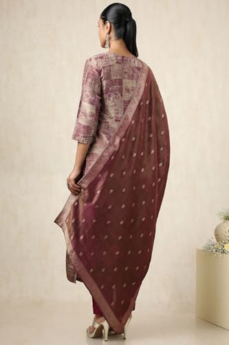 Soch Women's Dola Silk Salwar Suit Set (EWS5CD21718_Rust