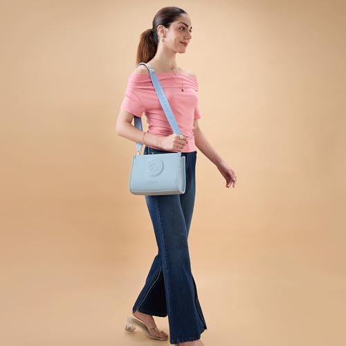 Caprese Suite Medium Sling Bag for Women with Adjustable & Detachable Strap | Multi‑Compartment Shoulder Bag with Secure Zipper Closure | Stylish Everyday & Travel Purse (Powder Blue)