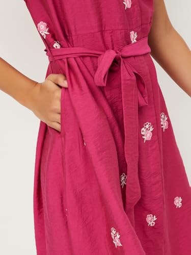 Max Women's Cotton A-Line Below The Knee Dress (TS56007_Pink