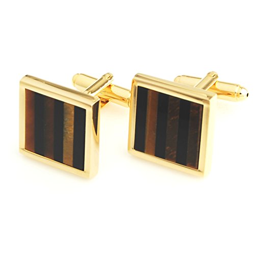 Peluche Natural Tiger's Eye Stone (Semi-Precious) - Gold Cufflinks for Men