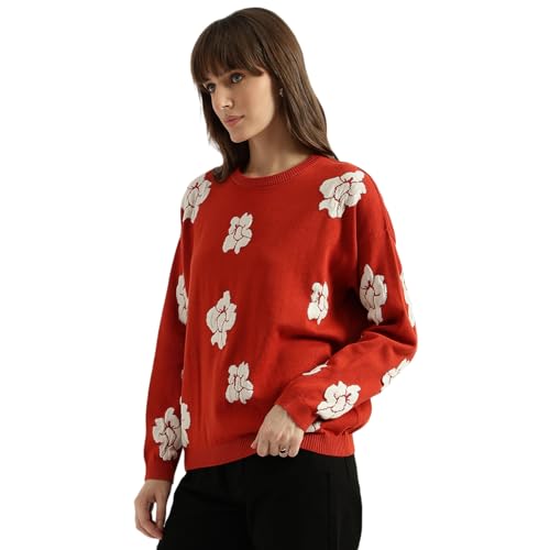 United Colors of Benetton Round Neck Floral Textured Sweater (Size: XXL)-25A1099W3172I0J2