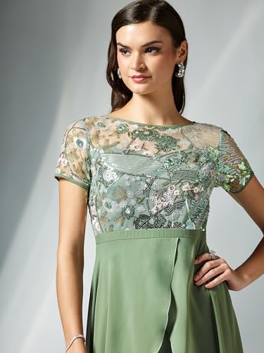Miss Chase Women’s Embellished Layered Georgette Midi Dress (MCSS23D13-78-297-04, Multicolored Base Light Green, M)