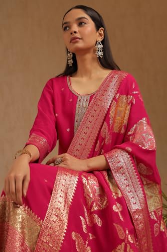 Soch Women's Organza Salwar Suit Set (EWA5CD22250_Fuchsia