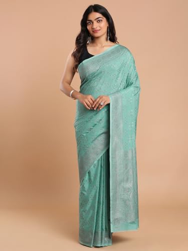Kalyan Silks Black & Silver Buttas Sea Blue Saree