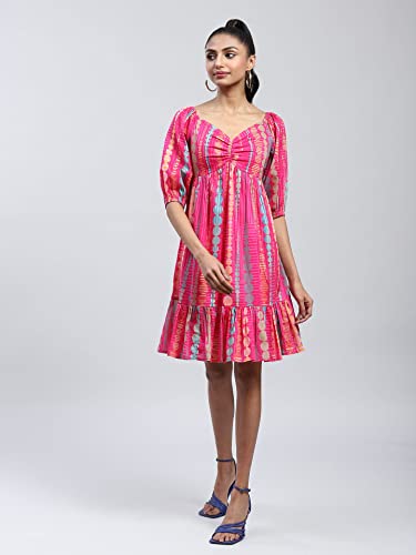 Label RITU KUMAR Pink Printed Short Dress