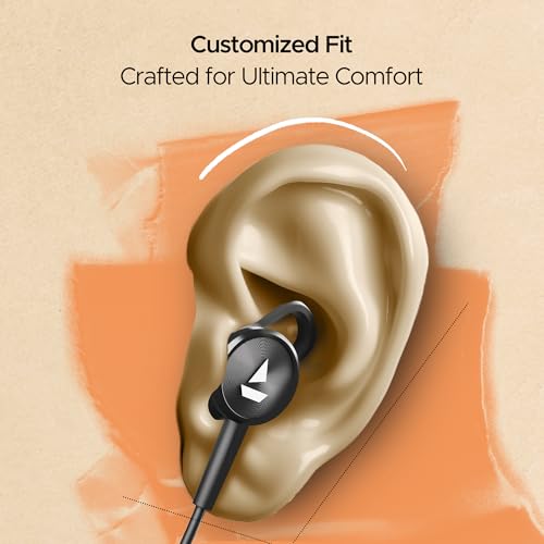 boAt BassHeads 122 ANC Wired in-Ear Earphones with 25dB Active Noise Cancellation, 13mm Drivers, Ambient Mode, Type-C Jack, in-Line Microphone, Snug Fit & Multi-OS Compatibility(Black)