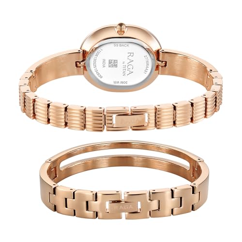 Titan Raga Contempore Quartz Rose Gold Round Dial Men's Watch | Brass Solid Link Strap Material | Watches for Man | Watches for Men Analog - 2776WM01F