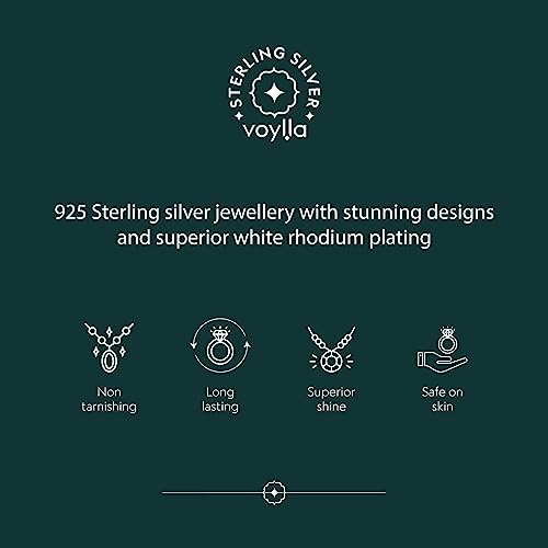 VOYLLA Oval Cut Emeralds Embellished Floral Motif 925 Sterling Silver Box Set For Women|Womens Jewellery Set|Gift For Women|Womens Gift|Gift For Her|