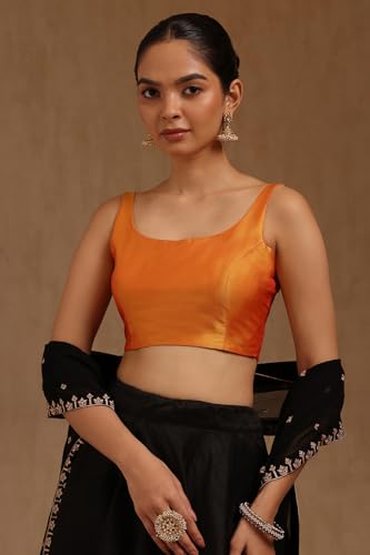 Soch Womens Mustard Art Silk Solid Padded Blouse