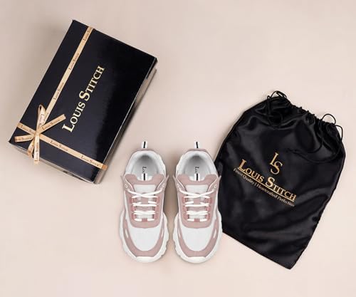LOUIS STITCH Women’s Sneakers Pink| Comfortable Lightweight Walking Shoes | Stylish Casual Lace-Up Trainers for Daily Wea| LSLD-SNK-01-PK | (UK-3)